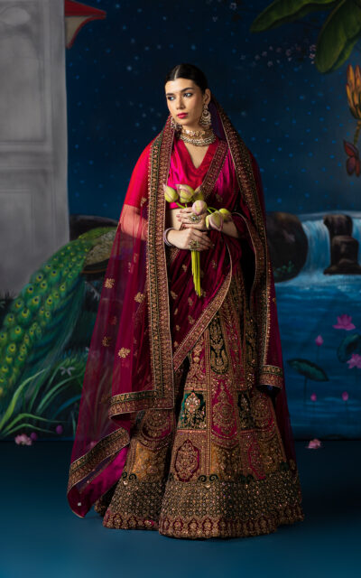 MULTI-GREEN LEHNGA-1